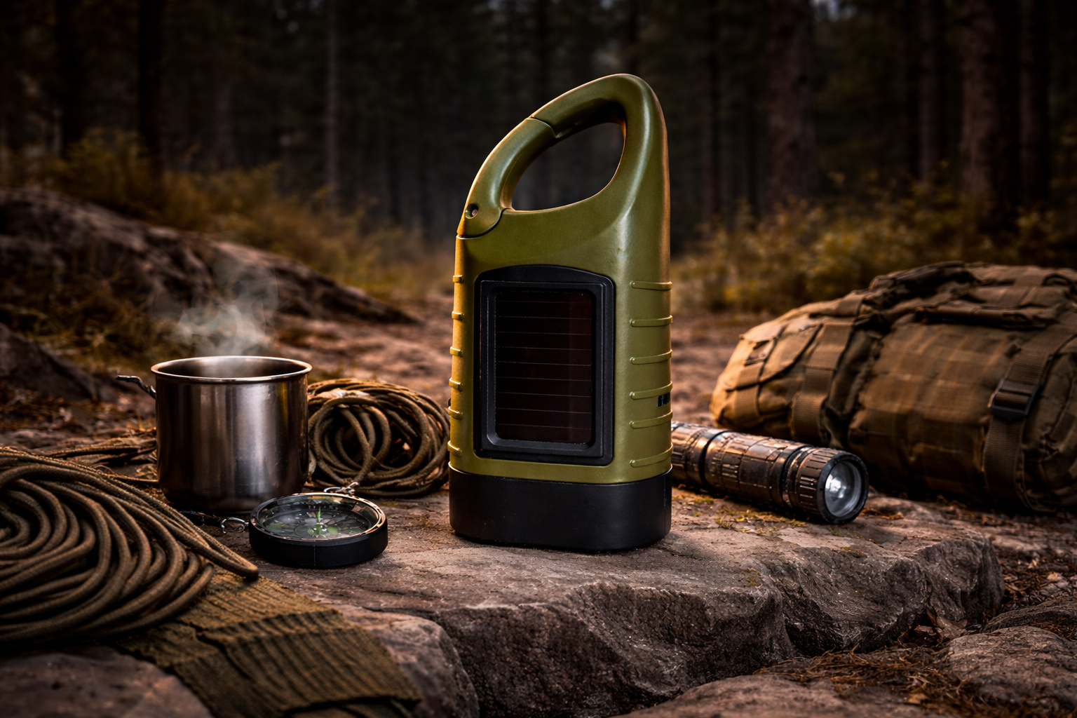 Simpeak hand crank solar powered emergency flashlight for camping and survival